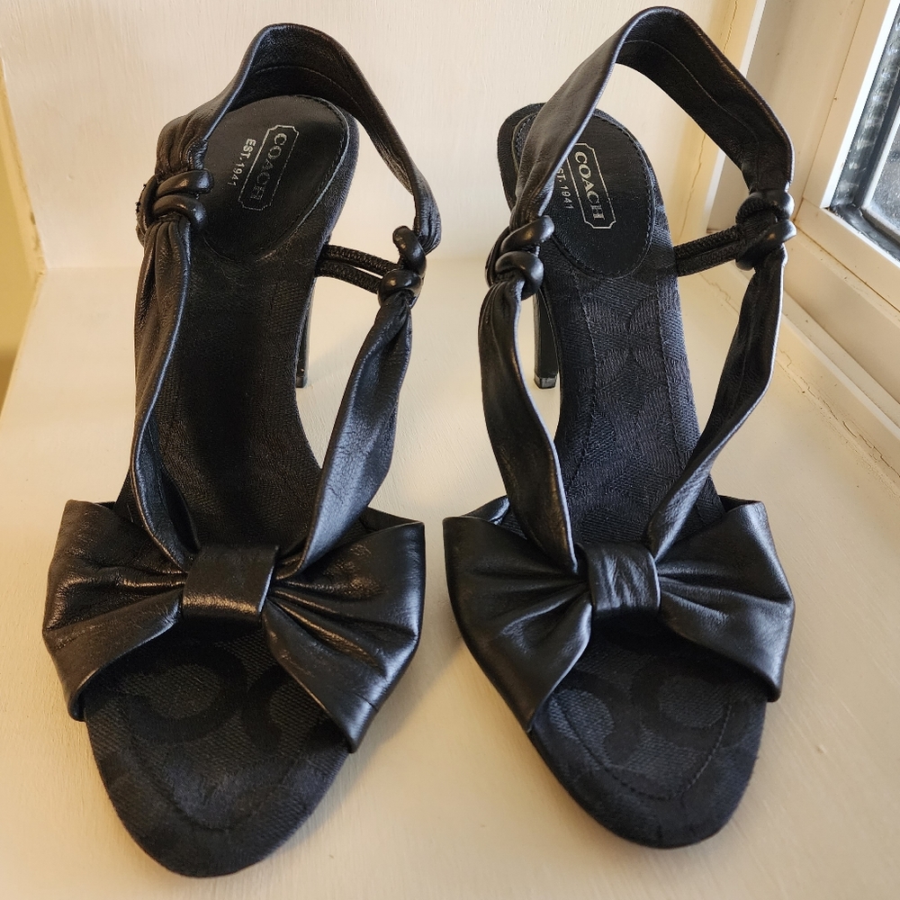 Coach soft black leather sandal